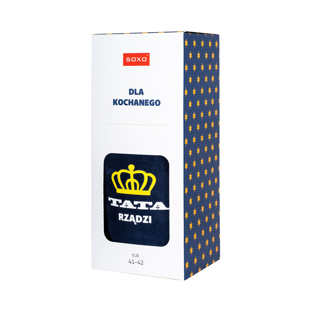 Herren Hausschuhe für Papa SOXO mit polnischen Untertiteln in einer Geschenkbox