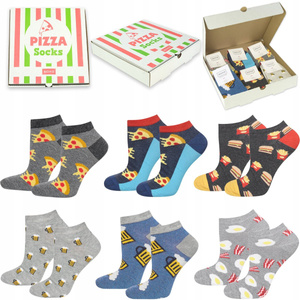 6 Paar von lustigen Socken mit Pizzamotiv einzigartiger Verpackung | Herrensocken | SOXO