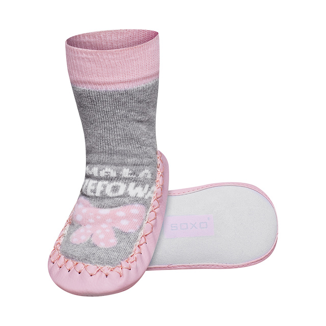 Slippers SOXO with leather sole - little boss