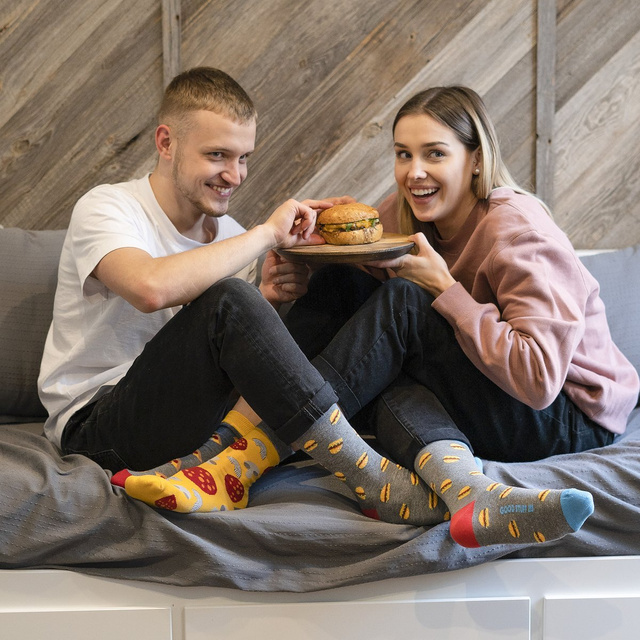 Lustigen Socken mit Hamburgermotiv
