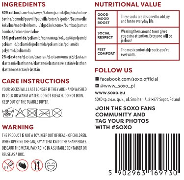 1 Paar von lustigen Socken mit Minestrone Suppenmotiv in einzigartiger Verpackung | Damen-/Herrensocken | SOXO