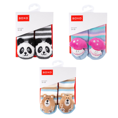 Set mit 3x Bunte Babysocken mit Rassel | SOXO