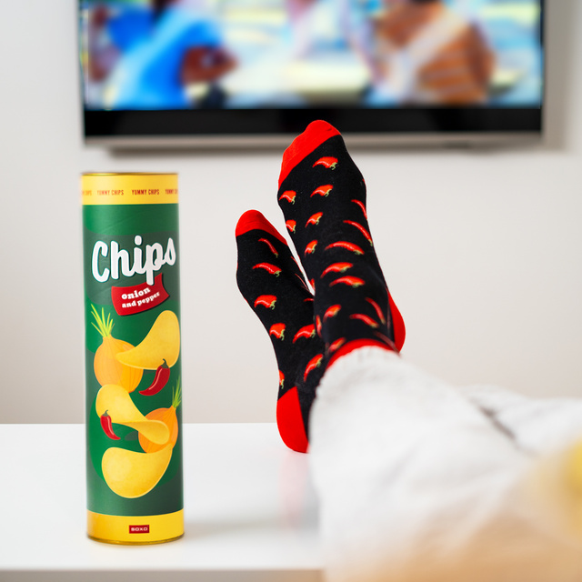 Set of 3x SOXO women's men's socks chips in a tube