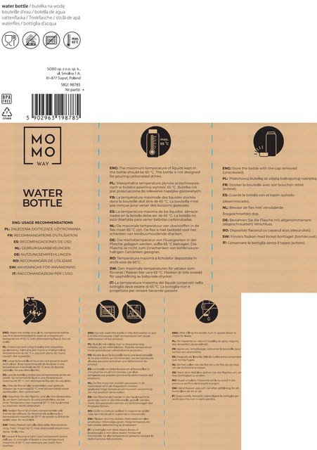 MOMO WAY Water bottle gray-black | gift idea | BPA free | Tritan