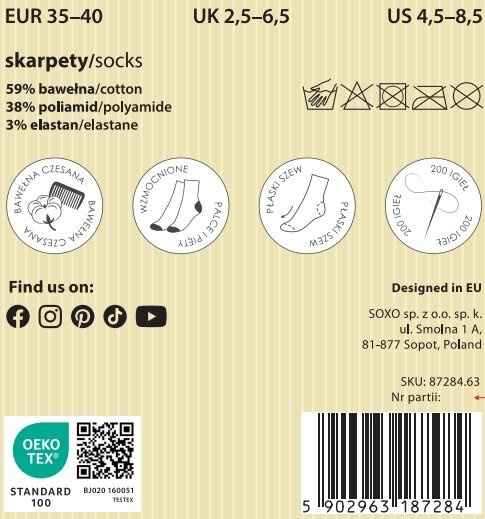 SOXO women's socks quince tincture