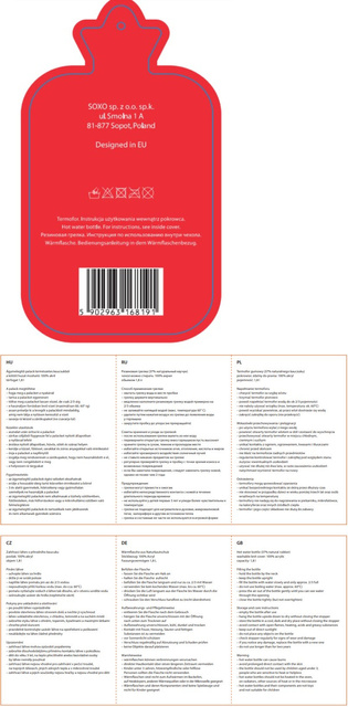 SOXO red hot water bottle warmer in a box | Christmas gift