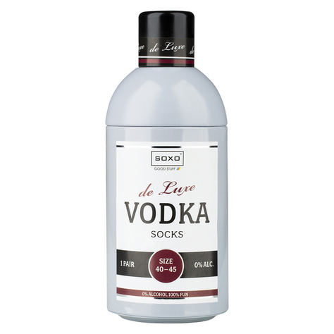 Bunte Herrensocken SOXO GOOD STUFF Vodka in einer lustigen Flasche