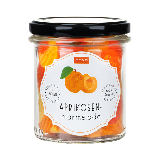 1 Paar von lustigen Socken mit Aprikosen marmelademotiv im eine Glas | Damensocken | SOXO