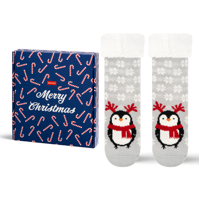 1 Paar von lustige Socken mit Weihnachtspinguin  | Damensocken | SOXO
