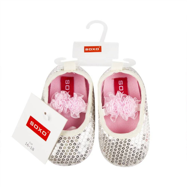Silber Baby Hausschuhe SOXO für Prinzessin