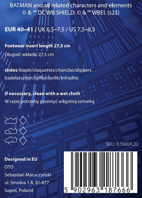 Klapki Plażowe Damskie Męskie SOXO Batman