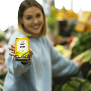 1 Paar von lustigen Socken mit Sweetcornsmotiv in einzigartiger Verpackung | Damensocken | SOXO