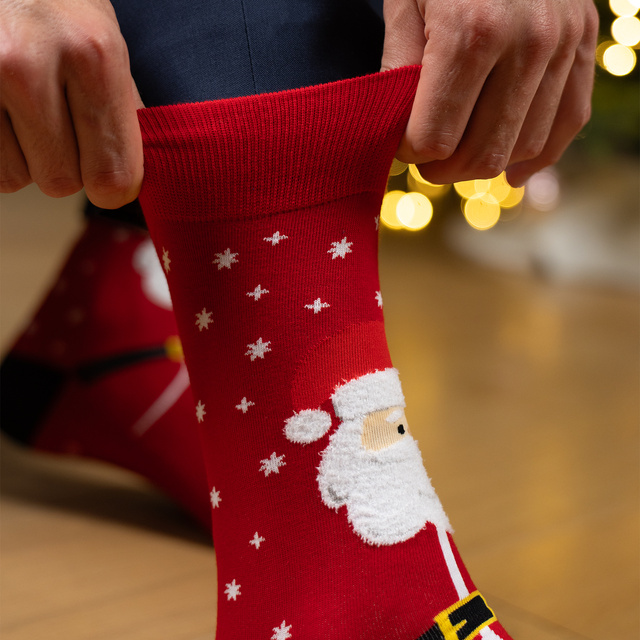 Santa Claus Socks in a Holiday Card