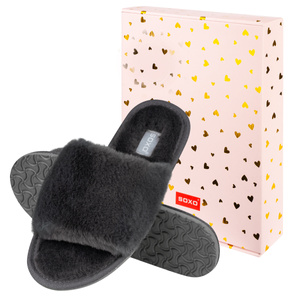 SOXO women's soft graphite slippers in gift box with stickers