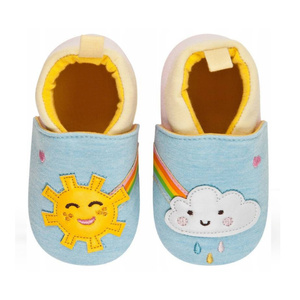 Blue SOXO baby slippers with sun and cloud