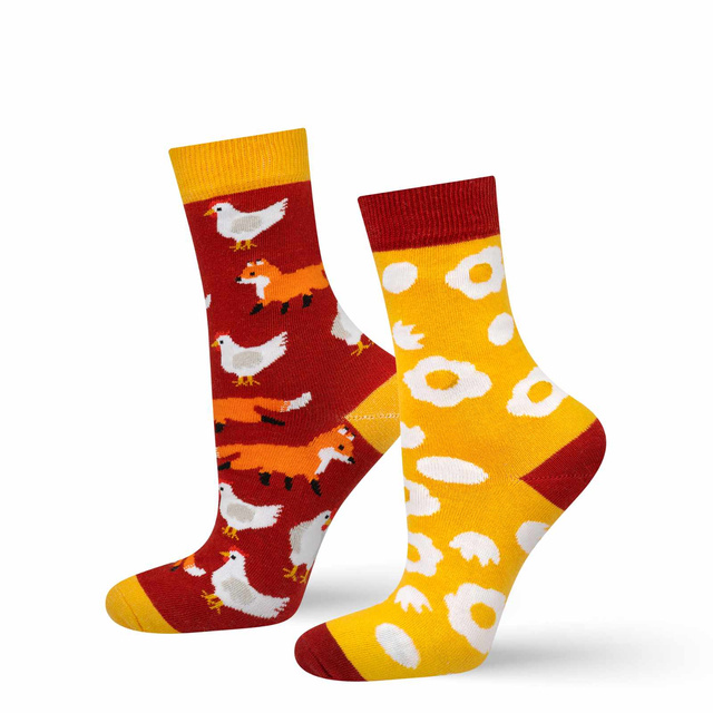 Women's colorful SOXO socks mismatched cotton hen and egg