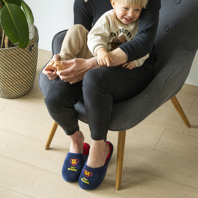 Slippers for mom SOXO Super mom in a gift box with Polish inscriptions