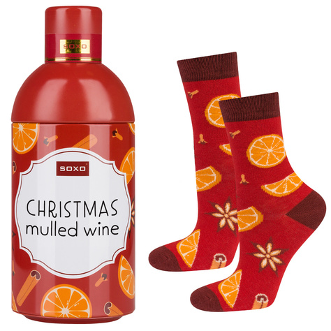 Damen Bunte SOXO GOOD STUFF Socken | Glühwein in einer Flasche | Geschenk für sie