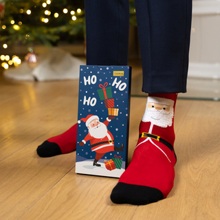 1 Paar Socken mit Weihnachtsmann-Motiv in Kartenverpackung