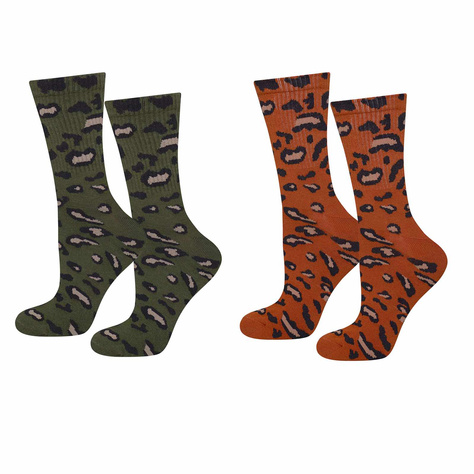 Set 2x Damensocken SOXO elegante Baumwolle mit Leo-Print