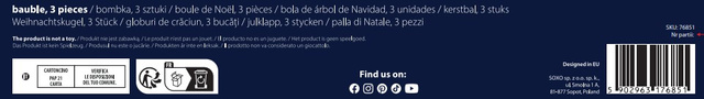 Zestaw 3x bombki choinkowe świąteczne SOXO