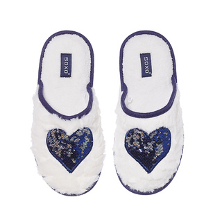 White SOXO women's slippers with a heart and a hard TPR sole
