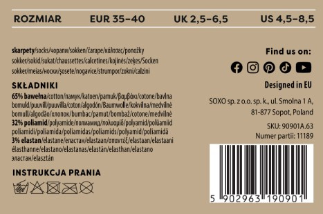 Damskie Skarpetki SOXO GOOD STUFF pierniczki w lukrze