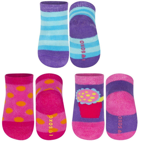 Bunte Set 3x Babysocken SOXO Geschenk