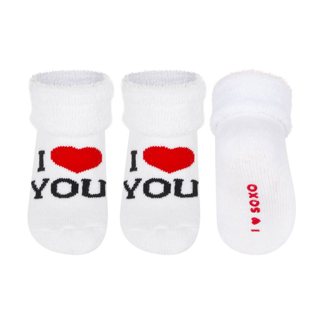 Weiß Babysocken SOXO mit Inschriften