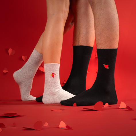 Set of 2x men's women's socks in Valentine's Day package