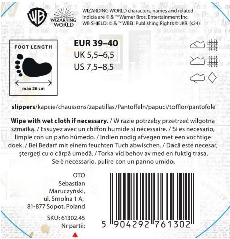 Damenhausschuhe Harry Potter Eule Original Produkt von Warner Bros., eine fröhliche Geschenkidee