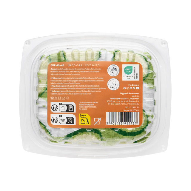 Soxo men's and women's cucumber socks