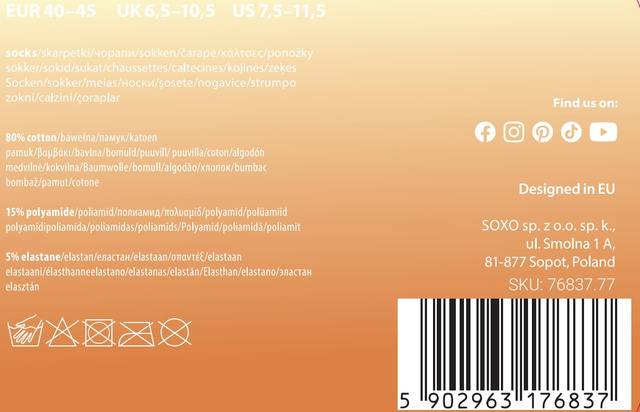 SOXO men's socks tongues in jelly