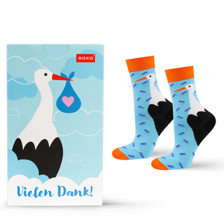 Lange Damensocken SOXO mit einem Storch