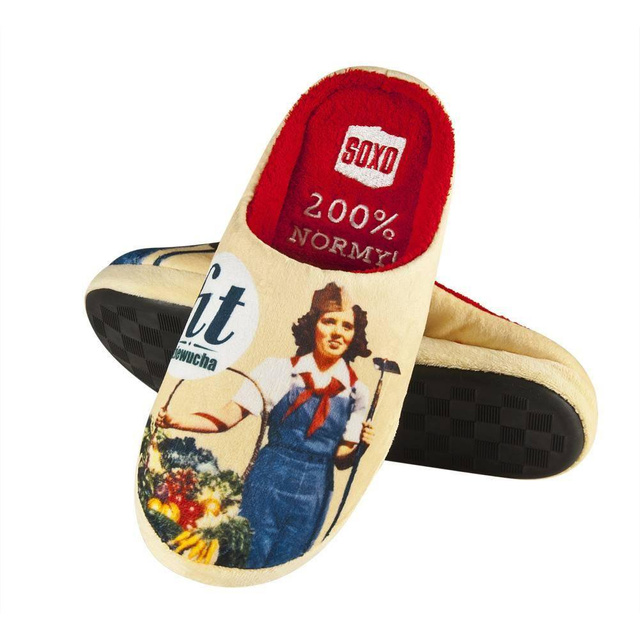 Bunte Damen Hausschuhe SOXO mit polnischen Untertiteln und harte Sohle TPR