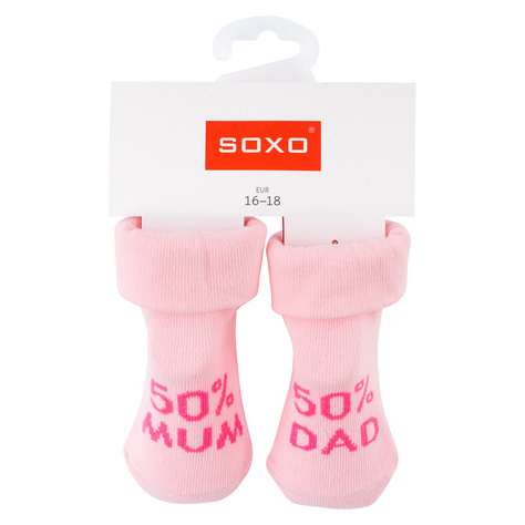 Set of 3x SOXO baby socks navy blue with inscriptions 