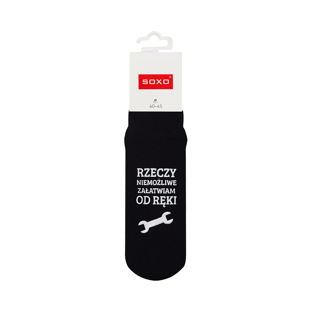 Men's long black SOXO socks