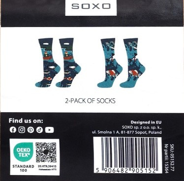 2 Paare von lustige Socken mit AnglerMotiv | Herrensocken | SOXO