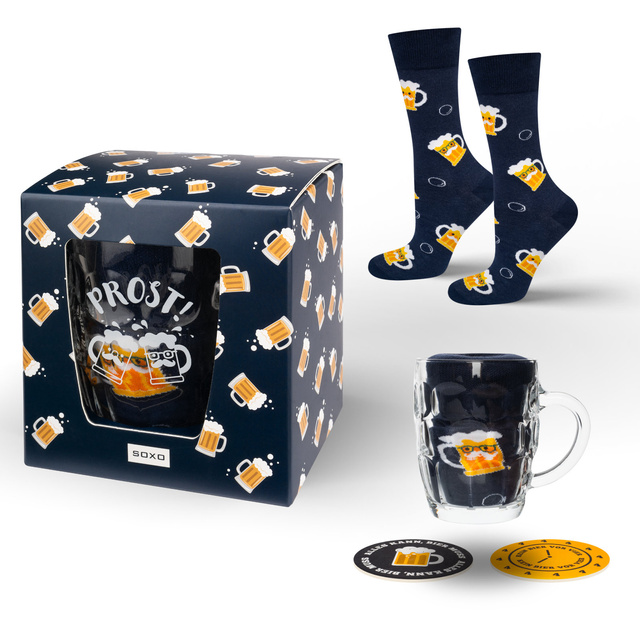 Set 2x Herren SOXO Socken | Marihuana in einem Glas | Helles Lagerbier in einer Dose