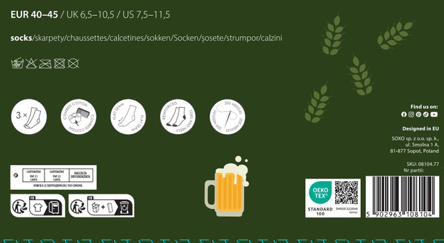 Socken mit Bier-Motiv 3er-Pack