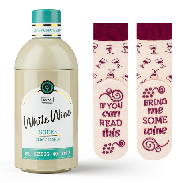 Women's SOXO GOOD STUFF socks with White Wine in a bottle