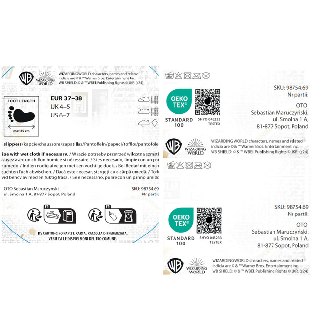 Damen-Hausschuhe und Socken SOXO Harry Potter