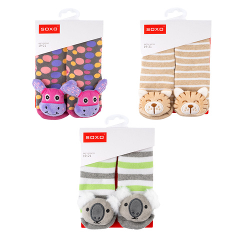 Set mit 3x Bunte Babysocken mit Rassel | SOXO