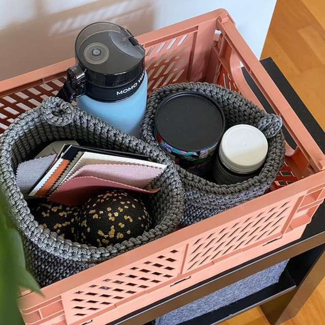 Set of 3x Momo Way bathroom basket grey