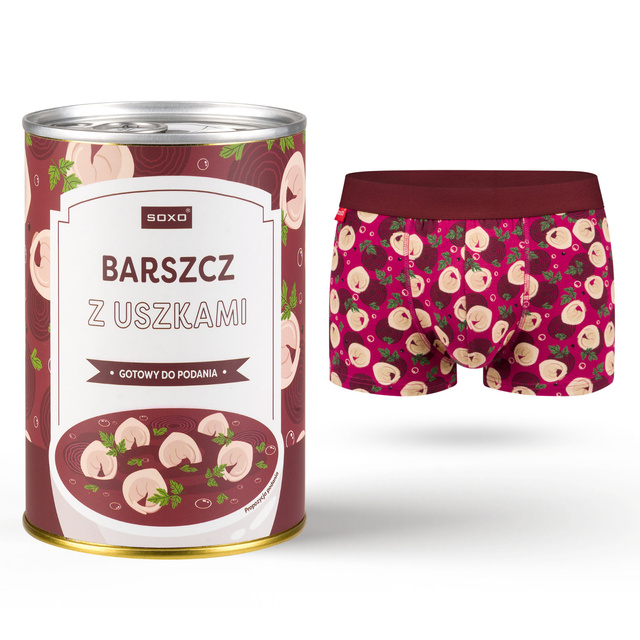 Herren-Boxershorts Roter Borschtsch in einer Dose SOXO | Perfekt für ein Geschenk | Jungentag | Lustige Baumwollhöschen