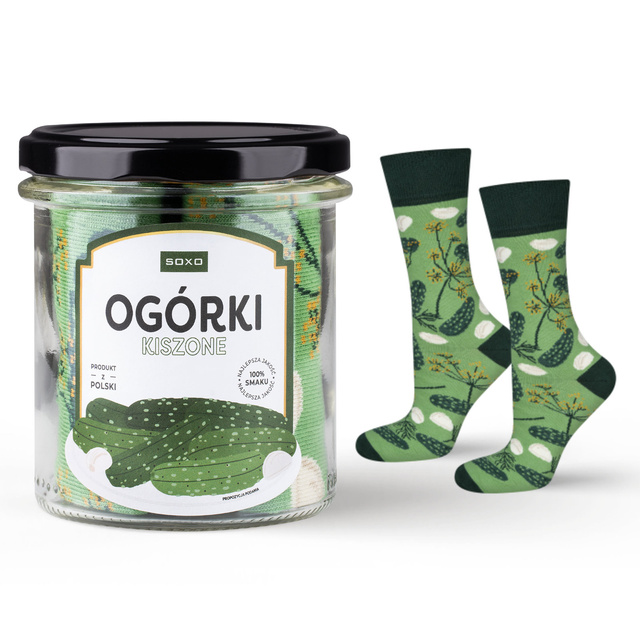 Bunte Herrensocken SOXO GOOD STUFF eingelegte Gurken im Glas