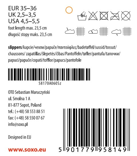 Kapcie SOXO balerinki z kokardką