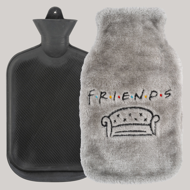 Gray hot water bottle SOXO heater in a plush cover FRIENDS gift idea BIG 1.8l