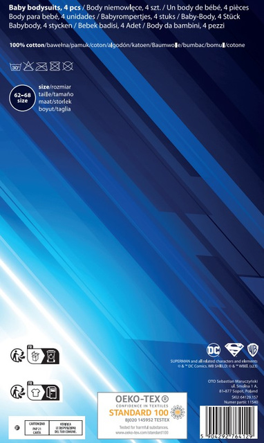 Set aus 4x Warner Bros Superman Baby-Bodys