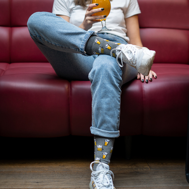 SOXO GOOD STUFF colored men's socks | canned beer | gift for a man